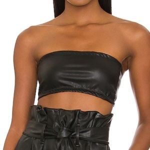 Commando Faux Leather Bandeau Bralette in Black